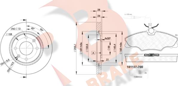 R Brake 3R11079406 - Спирачен комплект, дискови спирачки vvparts.bg