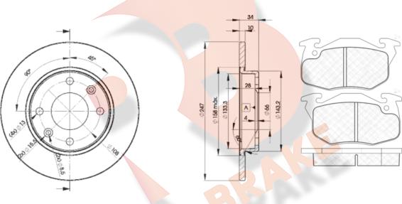 R Brake 3R11204689 - Спирачен комплект, дискови спирачки vvparts.bg