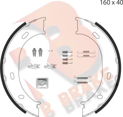 R Brake 79RBPB4007 - Комплект спирачна челюст, ръчна спирачка vvparts.bg