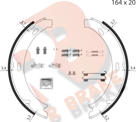 R Brake 79RBPB4012 - Комплект спирачна челюст, ръчна спирачка vvparts.bg