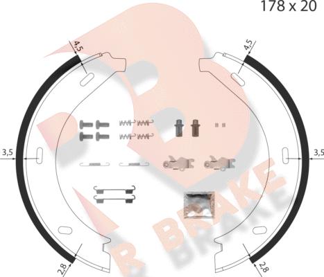 R Brake 79RBPB4017 - Комплект спирачна челюст, ръчна спирачка vvparts.bg