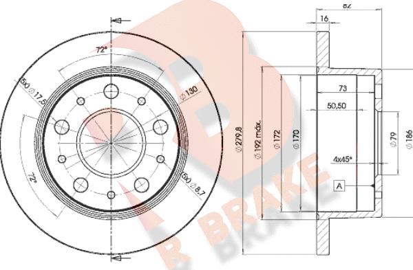 R Brake 78RBD14696 - Спирачен диск vvparts.bg