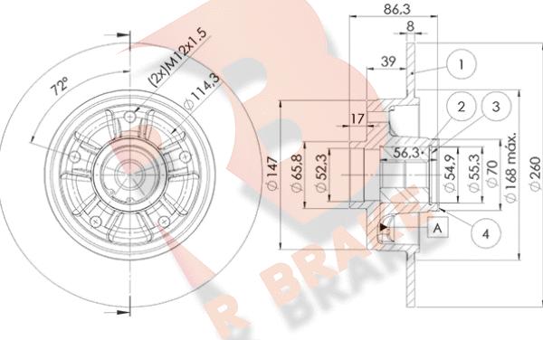 R Brake 78RBD14023 - Спирачен диск vvparts.bg