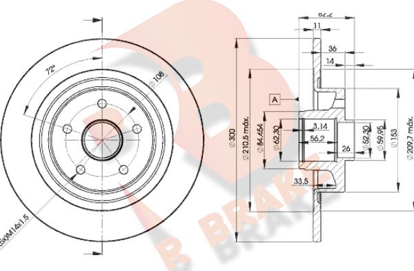 R Brake 78RBD14108 - Спирачен диск vvparts.bg