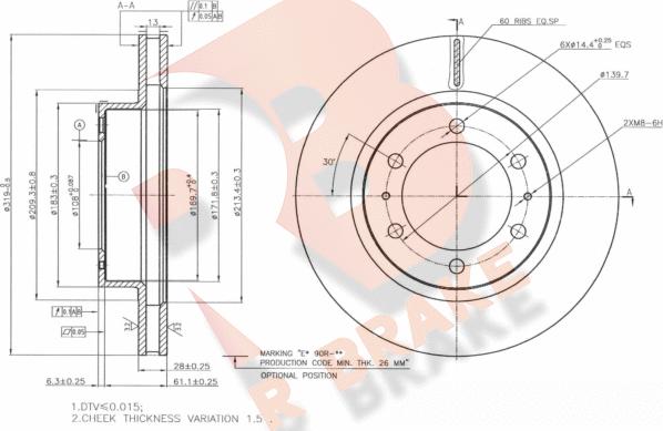 R Brake 78RBD14113 - Спирачен диск vvparts.bg