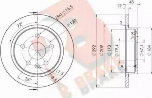 R Brake 78RBD14117 - Спирачен диск vvparts.bg