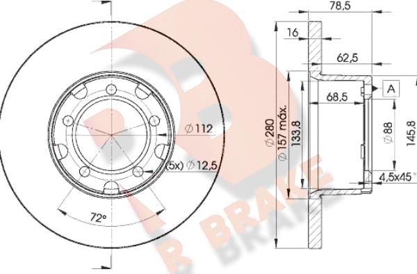 R Brake 78RBD14280 - Спирачен диск vvparts.bg