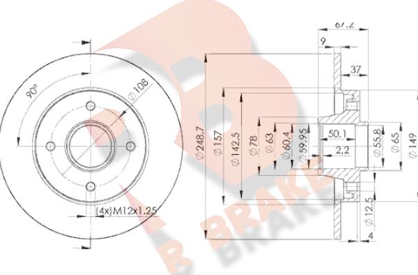 R Brake 78RBD14744 - Спирачен диск vvparts.bg