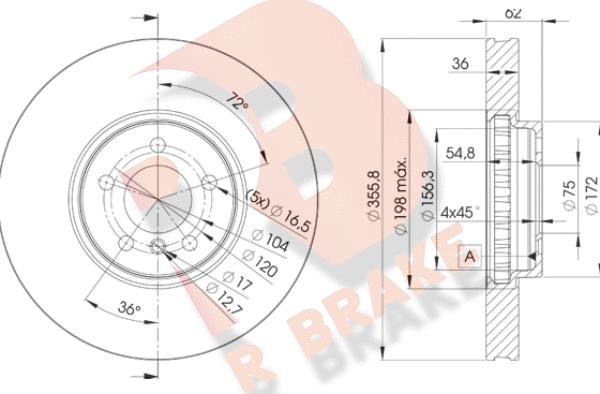 R Brake 78RBD15684 - Спирачен диск vvparts.bg