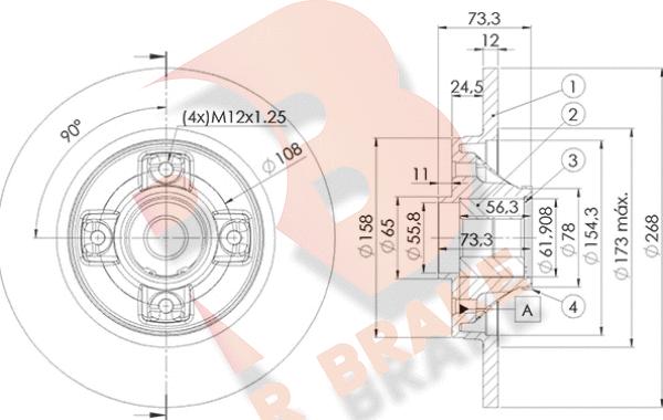 R Brake 78RBD15023 - Спирачен диск vvparts.bg