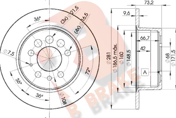 R Brake 78RBD15782 - Спирачен диск vvparts.bg