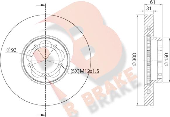 R Brake 78RBD16548 - Спирачен диск vvparts.bg