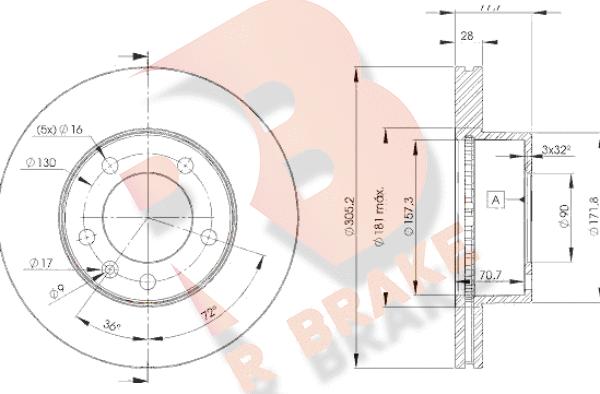 R Brake 78RBD16848 - Спирачен диск vvparts.bg