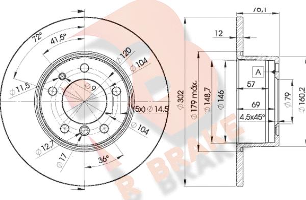 R Brake 78RBD18042 - Спирачен диск vvparts.bg