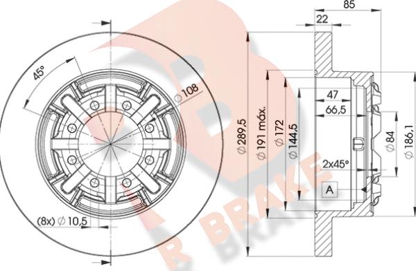 R Brake 78RBD18773 - Спирачен диск vvparts.bg