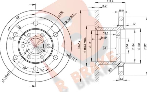 R Brake 78RBD13907 - Спирачен диск vvparts.bg