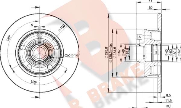 R Brake 78RBD13576 - Спирачен диск vvparts.bg