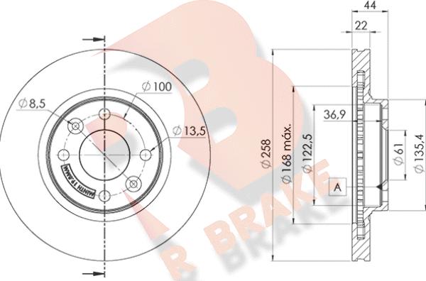 R Brake 78RBD13108 - Спирачен диск vvparts.bg