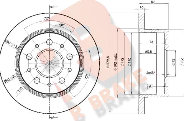 R Brake 78RBD13806 - Спирачен диск vvparts.bg