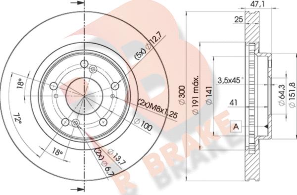 R Brake 78RBD12912 - Спирачен диск vvparts.bg