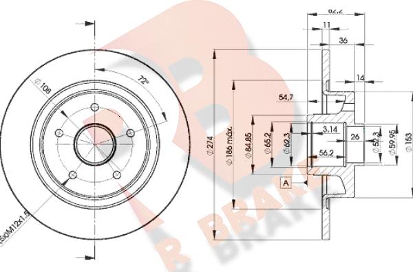 R Brake 78RBD12236 - Спирачен диск vvparts.bg