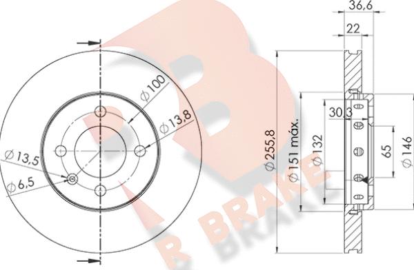 R Brake 78RBD29614 - Спирачен диск vvparts.bg