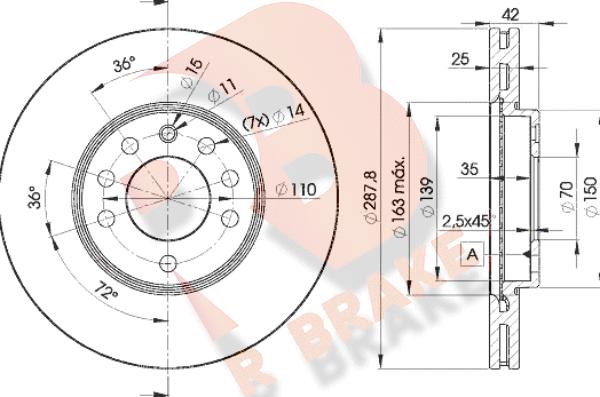 R Brake 78RBD29043 - Спирачен диск vvparts.bg