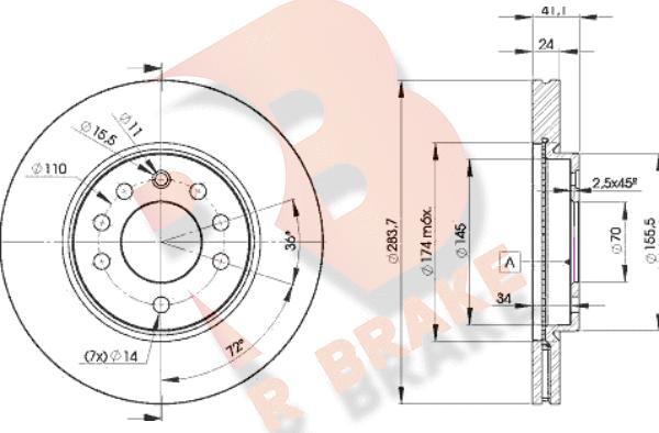 R Brake 78RBD29047 - Спирачен диск vvparts.bg