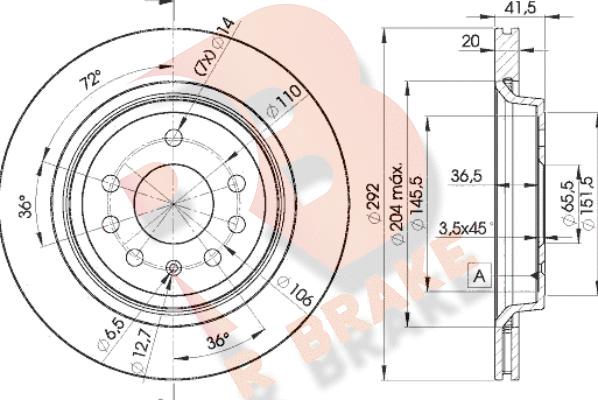 R Brake 78RBD29114 - Спирачен диск vvparts.bg