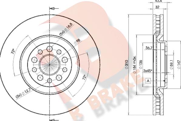 R Brake 78RBD24684 - Спирачен диск vvparts.bg