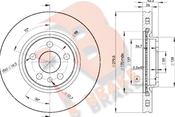 R Brake 78RBD24620 - Спирачен диск vvparts.bg