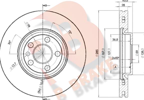 R Brake 78RBD24678 - Спирачен диск vvparts.bg