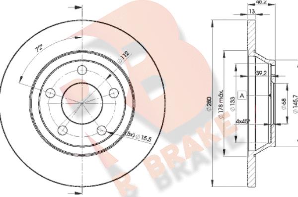 R Brake 78RBD24064 - Спирачен диск vvparts.bg