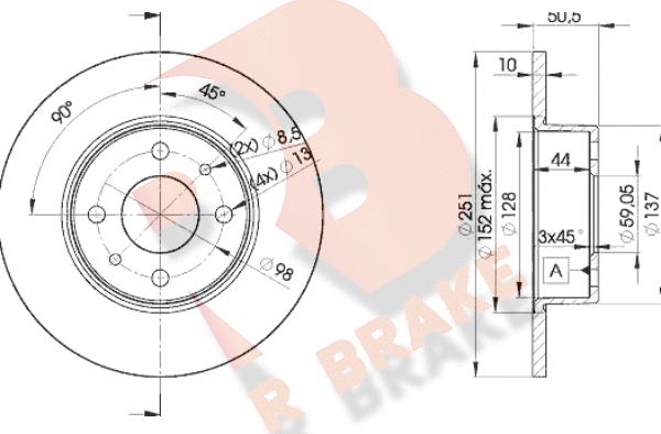 R Brake 78RBD24070 - Спирачен диск vvparts.bg