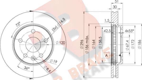 R Brake 78RBD24116 - Спирачен диск vvparts.bg