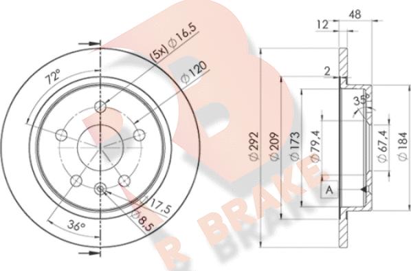 R Brake 78RBD24117 - Спирачен диск vvparts.bg