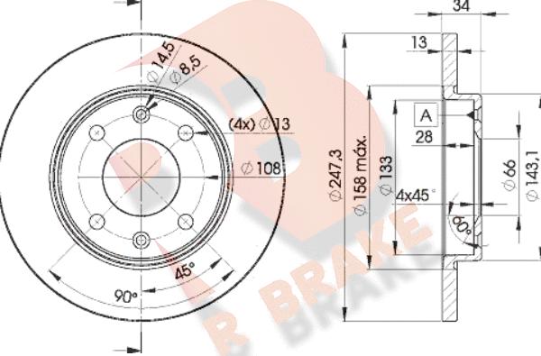 R Brake 78RBD24298 - Спирачен диск vvparts.bg