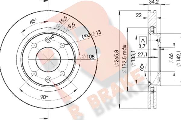 R Brake 78RBD24750 - Спирачен диск vvparts.bg