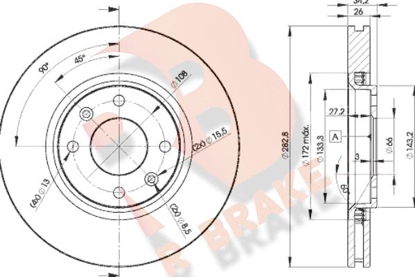 R Brake 78RBD24752 - Спирачен диск vvparts.bg