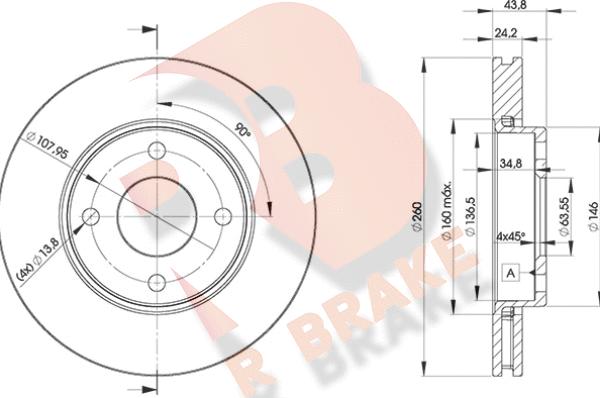 R Brake 78RBD25950 - Спирачен диск vvparts.bg