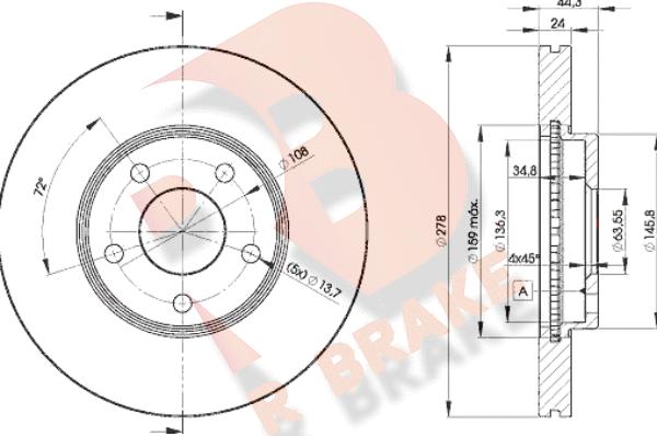 R Brake 78RBD25980 - Спирачен диск vvparts.bg