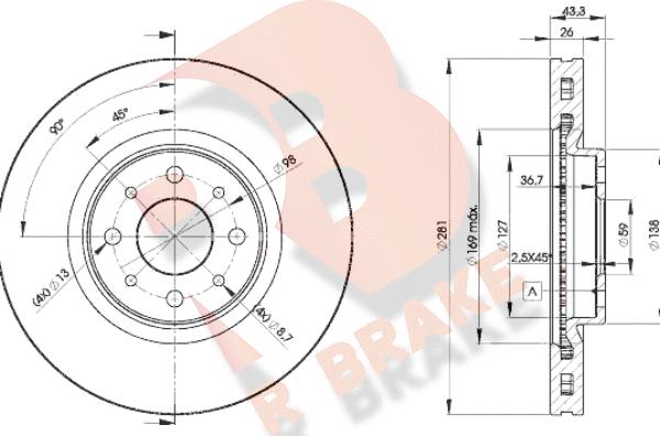 R Brake 78RBD25546 - Спирачен диск vvparts.bg