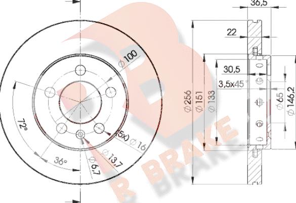 R Brake 78RBD25602 - Спирачен диск vvparts.bg