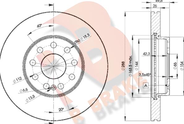 R Brake 78RBD25615 - Спирачен диск vvparts.bg