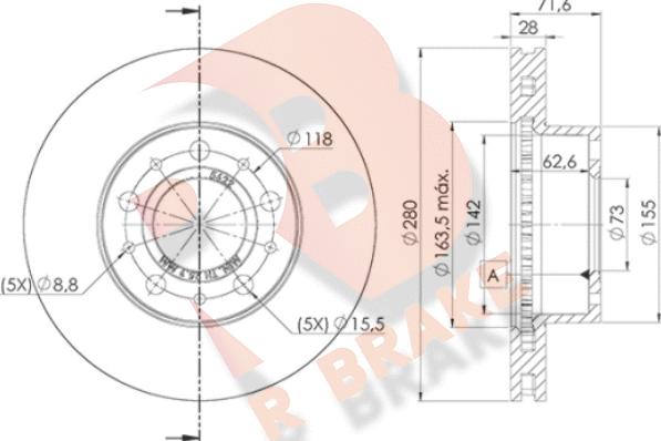 R Brake 78RBD25622 - Спирачен диск vvparts.bg