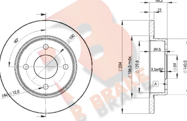 R Brake 78RBD25001 - Спирачен диск vvparts.bg