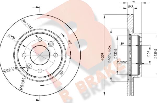 R Brake 78RBD25081 - Спирачен диск vvparts.bg