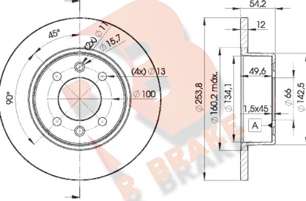 R Brake 78RBD25166 - Спирачен диск vvparts.bg