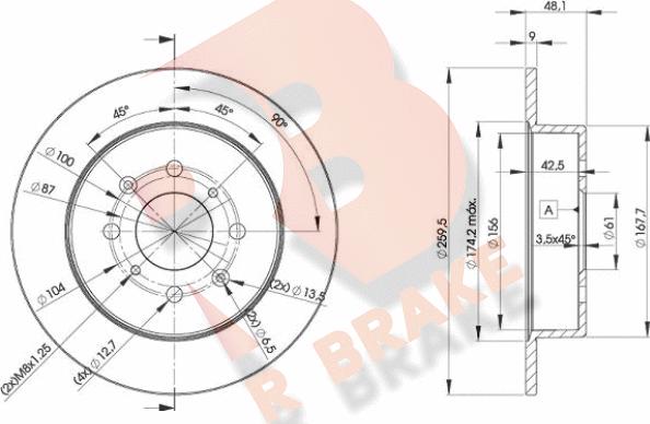 R Brake 78RBD25105 - Спирачен диск vvparts.bg