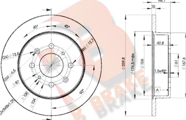 R Brake 78RBD25106 - Спирачен диск vvparts.bg